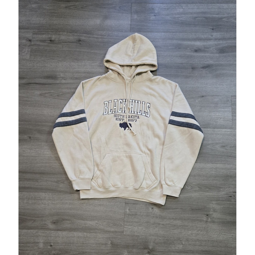Black Hills South Dakota Embroidered Beige Pullover Hoodie Size Medium - Picture 1 of 13